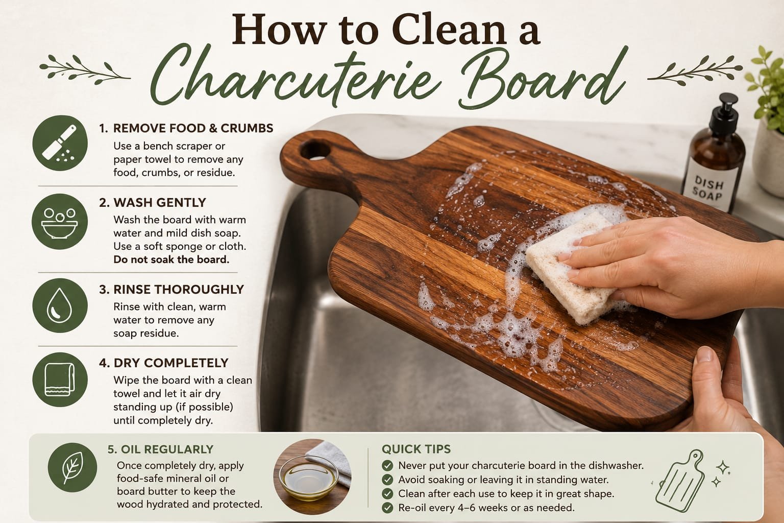 How to Clean a Charcuterie Board