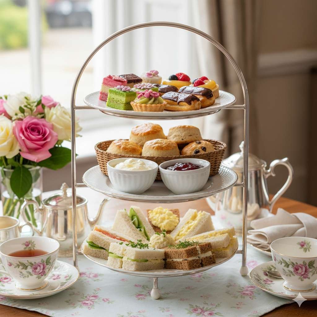 A classic British afternoon tea set