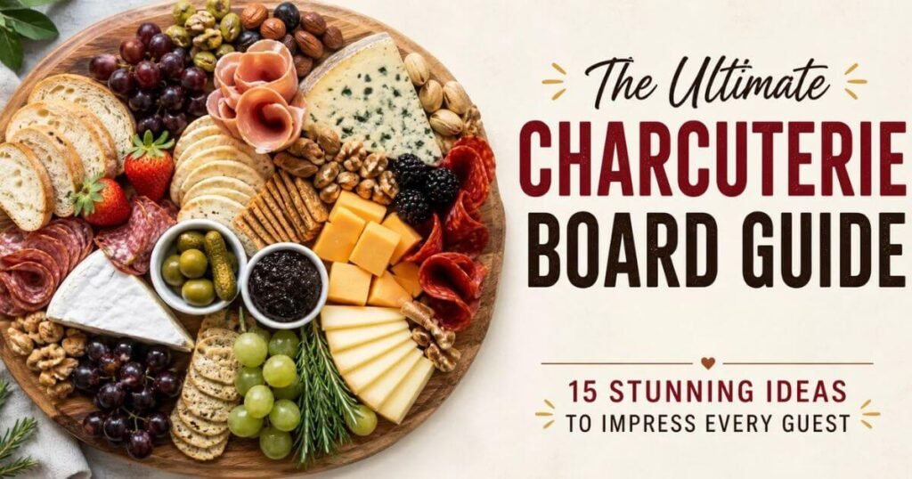 Ultimate charcuterie board guide 2026 with assorted meats, cheeses, fruits, crackers, and nuts arranged on a wooden serving board