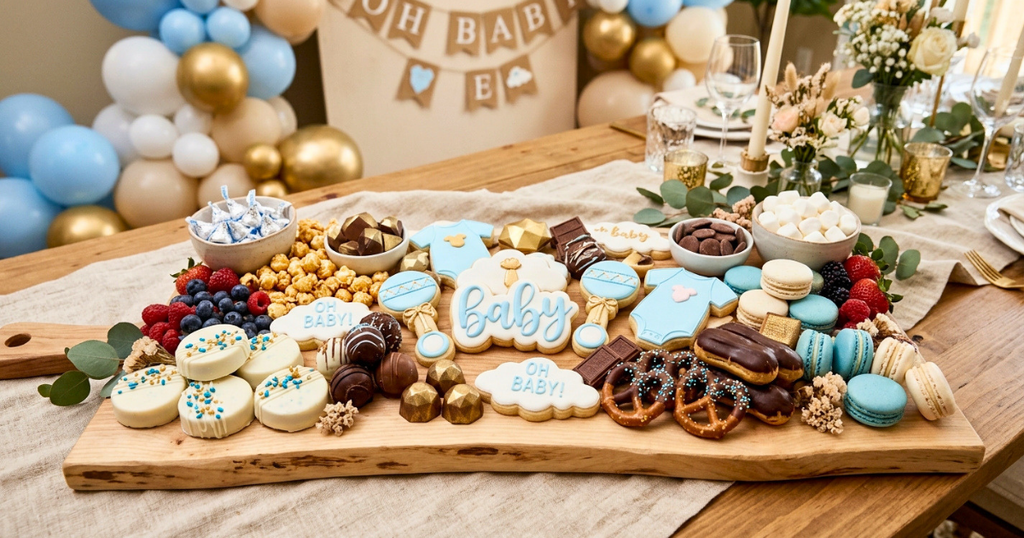 Dessert Charcuterie Board for a Baby Shower