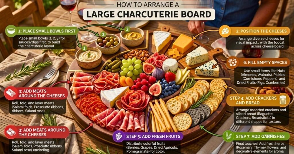Step-by-Step: How to Arrange a Large Charcuterie Board?